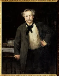 Porträtt av Alexandre Dumas Jr. (1824-1895), fransk författare. Målning av Alfred Philippe Roll (1846-1919)