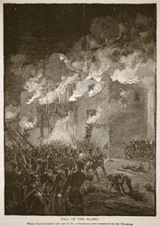 Fall of the Alamo, från en bokpub. 1896 (gravyr)