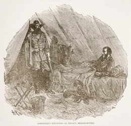Longstreet Reporting på Braggs huvudkontor, från en bokpub. 1896