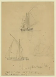 Tre segelbåtar på Chesapeake Bay
