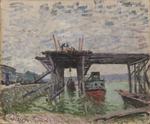 Tyska: Bro under konstruktion River Boat Garage