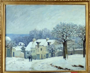La place du kennel a Marly, Effect of Snow Painting av Alfred Sisley (1839-1899) 1876 Dim. 0,5x0,61 m Rouen, Musee des Beaux Arts