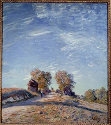 Vägen som stiger till solen. Målning av Alfred Sisley (1839 - 1899)