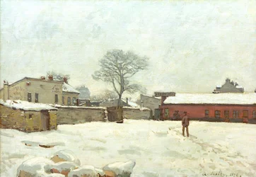 Under snön, gård i Marlyle-Roi