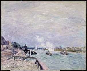 Seinen vid Grenelle, vått väder, 1878