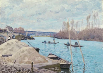 Seinen vid Port-Marly, högar av sand, 1875.