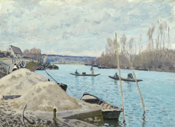 Seinen vid Port-Marly, högar av sand, 1875