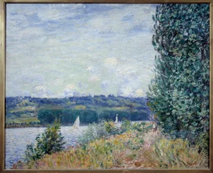 Seine har Bouille, kuling. Målning av Alfred Sisley (1839 - 1899)