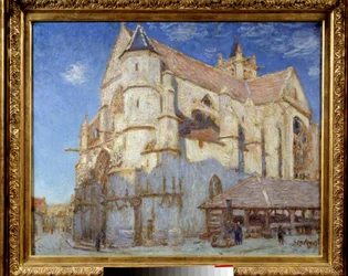 Kyrkan Moret (Moret-sur-Loing eller Moret sur Loing). Målning av Alfred Sisley (1839 - 1899)