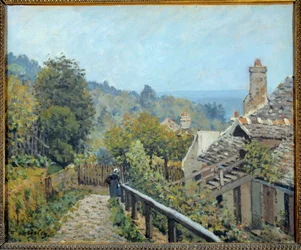 Utsikt över Louveciennes, vägen till den mellersta kusten som kallas höjder av Marly Målning av Alfred Sisley (1839-1899) 1873 Sön. 0,38x0,46 m Paris, musee d