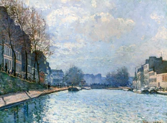 Utsikt över Canal Saint-Martin, Paris, 1870