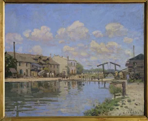 Utsikt över Canal St. Martin, Paris ... (olja på duk)