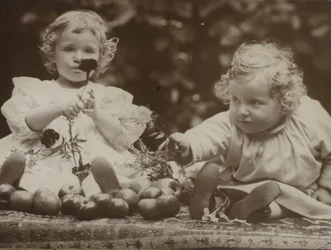 Systerdotter - Flora som håller blomma och Hedwig, ca. 1896.
