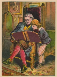 Hans Christian Andersen: Det gamla huset (färglitografi)