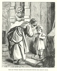 Hans Christian Andersen: Silverskillingarna (litografi)