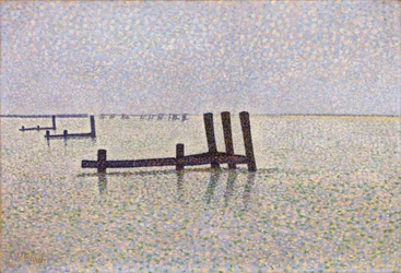 ""Utsikt över Engelska kanalen vid Nieuport (Nieuwpoort) i Belgien"" Målning av Alfred William (Willy) Finch (1854-1930) cirka 1889, pointillism - London, National Gallery