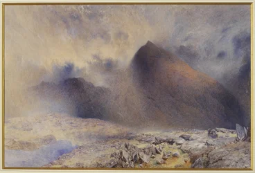 Mount Snowdon genom Clearing Clouds, 1857 (wc och penna på papper)