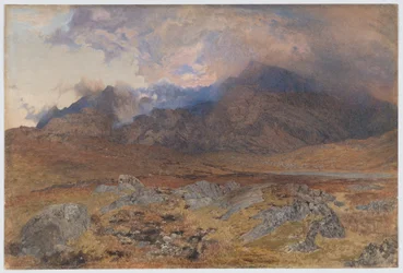 Snowdon efter ett hageloväder i april [eller Snowdon genom uppklarnande moln]