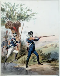 Napoleonska armén: Imperial Guard. Gravyr av Alfred De Marbot (1800-talet) 1809. Malmaison, Slottsmuseet.