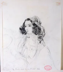 George Sand (1804-76) Bär en huvudduk, 1833