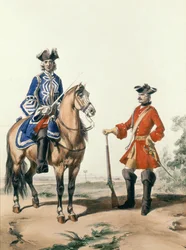 Prostmarskalk av konstabulären och en medlem av militärpolisen 1724, graverad av D. Noirmont