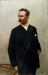 Porträtt av målaren Niccolo Barabino (1832-1897) Målning av Alfredo Luxoro (f. 1859-1918) 1800-talet sön. 124x80 cm gener Nervi, Gallery of Modern Art, inv. 0996