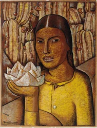 Reina Xochitl (gouache på tidningspapper)