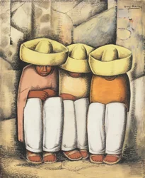 Vilande indianer, ca 1935 (tempera och kol på kortet)