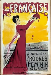 Affisch för "La francaise", tidskrift om kvinnors framsteg. Ring för prenumeration. Illustration av Alice Kub-Casalonga (1875-1948) 1927 Paris, Museum of the Two World Wars. Rättigheter reserverade.