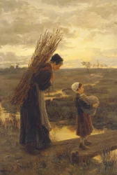 De vandrar hemåt på sin trötta väg (olja på duk)