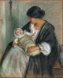 Mor och gråtande barn