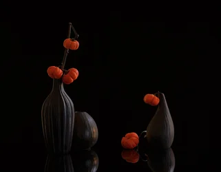 Orange pumpor, mörka vaser