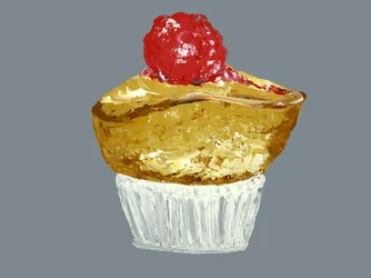 Cupcake med gyllene körsbär