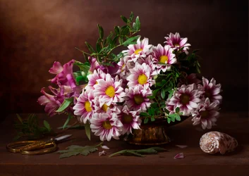 Rustikt blomsterstilleben