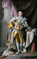 Porträtt av kung Georg III (1738-1820), kung av England, i kröningsdräkt, omkring 1770, South Australias konstgalleri, Adelaide, Australien