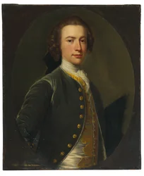 Porträtt av Valentine Morris (1727-1789), guvernör i Saint Vincent (olja på duk, skuren till oval och lagd på duk)