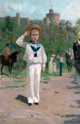 Edward, Prince of Wales, hälsar färgerna, 1902