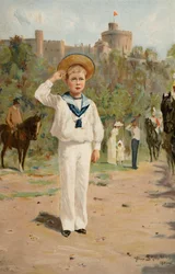 HKH Edward av Wales Saluting the Colours, från "The Illustrated London News"