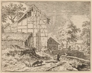 Stuga med två stegar, troligen ca. 16451656.