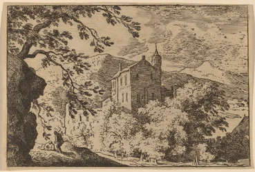 Stort hus med ett torn, förmodligen ca. 16451656.