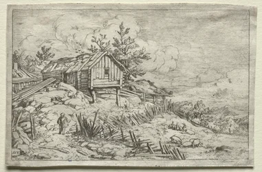 Man i porten till det öde huset.