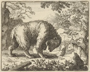 Renard lovar björnen att ta honom till en plats där han kommer att hitta honung, 1650-75.