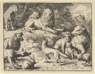 Renard anklagas av djuren före lejonet, 1650-75.