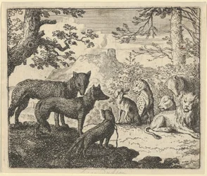 Renards föräldrar ber att få dra sig tillbaka från hovet, ur Hendrick van Alcmars "Renard räven"