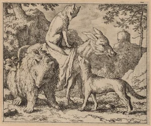 Reynard Sittande Atop the Ass, förmodligen ca. 16451656.
