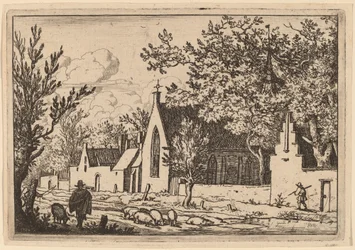 Svinhjord nära ett kapell, troligen ca. 16451656.