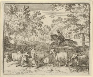 Herden till häst jagar hjorten, 1650-75.