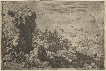 De tre resenärerna vid foten av High Rock, 1600-talet.