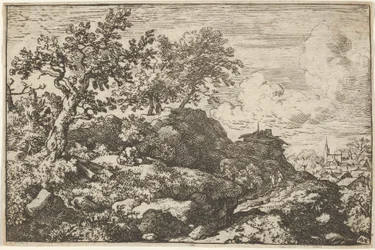 De två bönderna som sitter på kullen, 1600-talet.