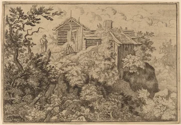 Three Cottages on a Rock, förmodligen ca. 16451656.